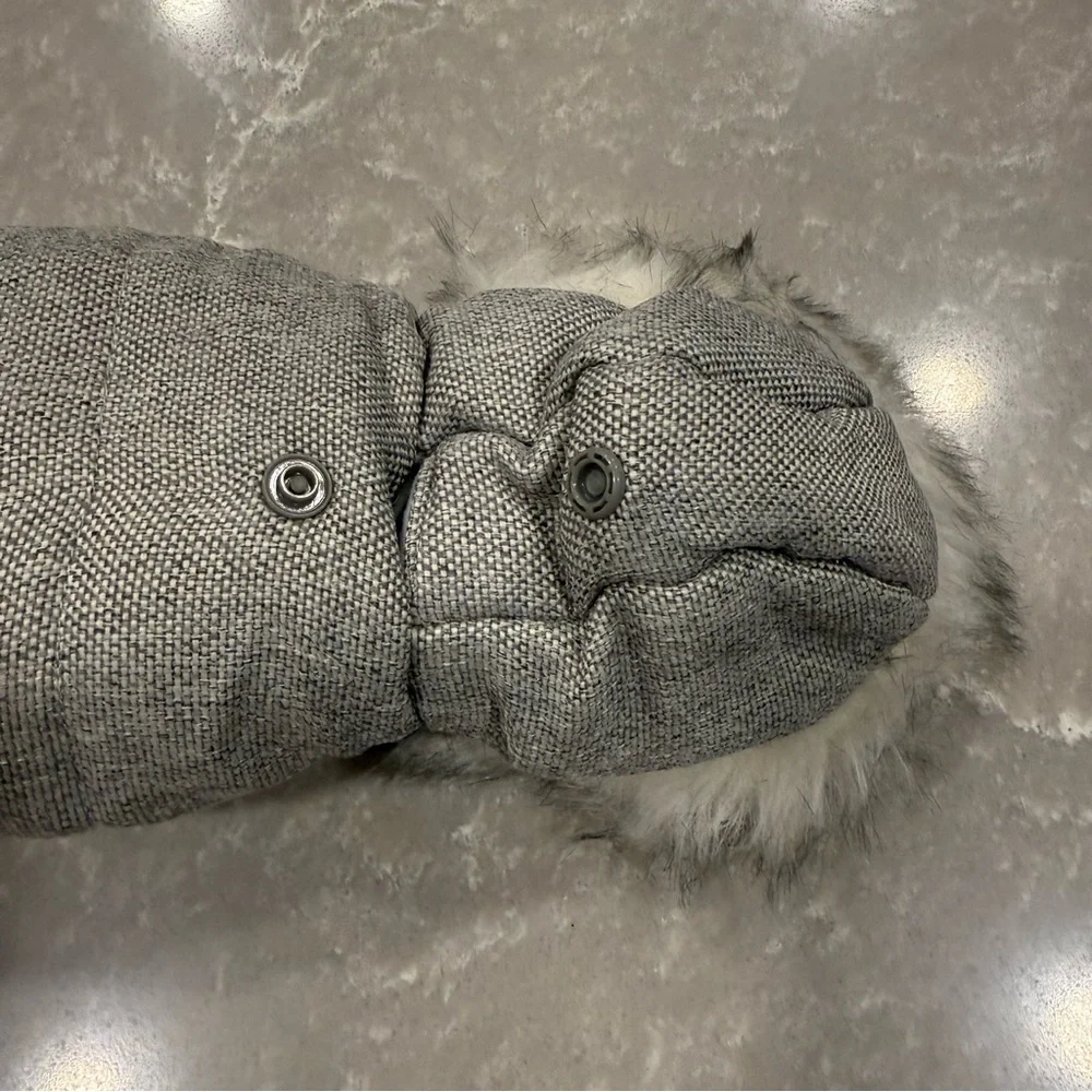 Gray Quilted Dog Winter Coat with Faux Fur Hood Size XS - Picture 5 of 11